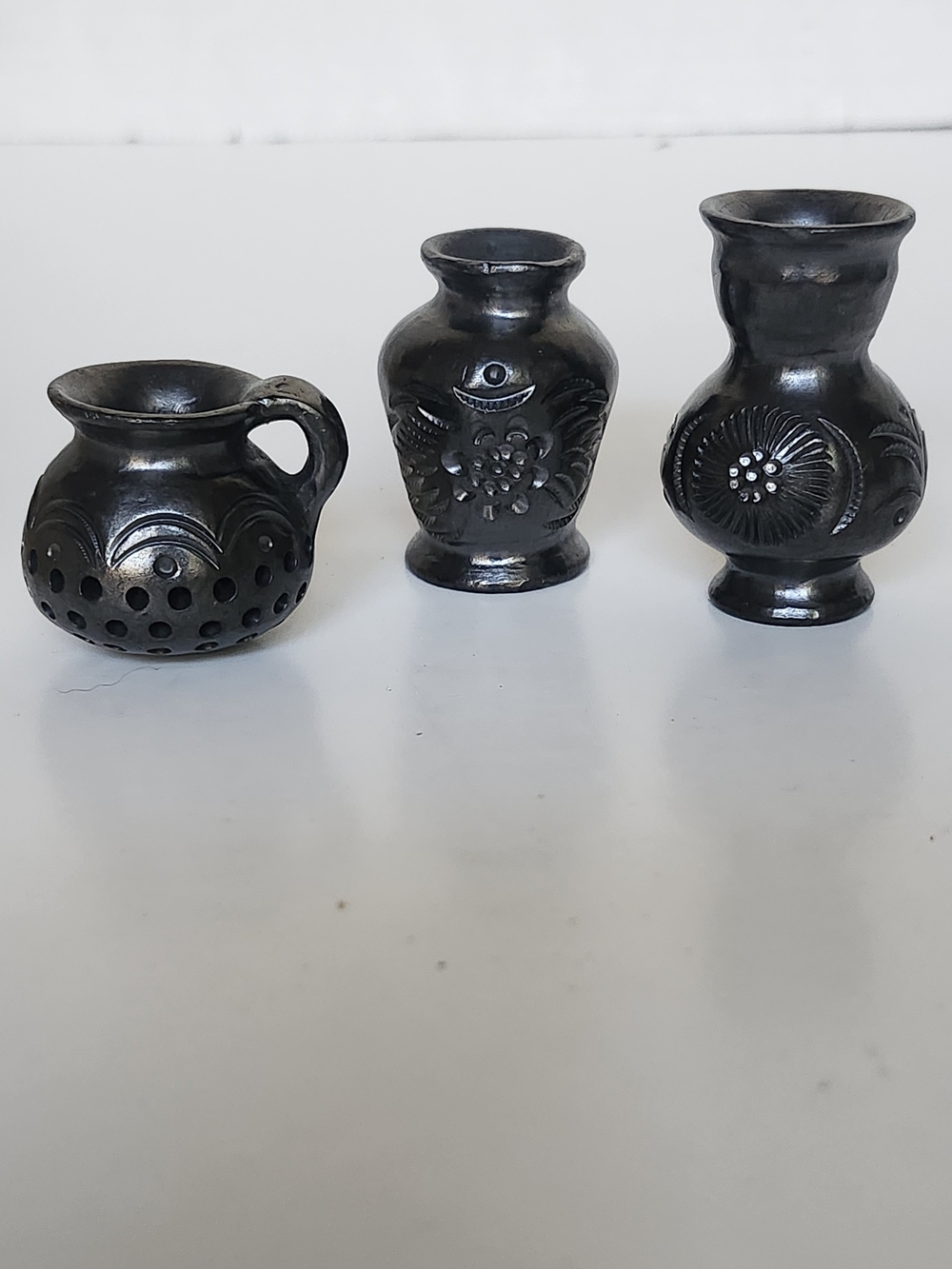 Vintage Oaxaca Pottery Black Ware Flower Pot Vase